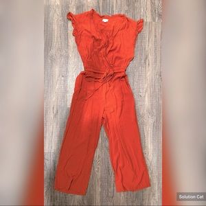 Ann Taylor LOFT Rust Orange Wide Leg Jumpsuit Sz. 4P